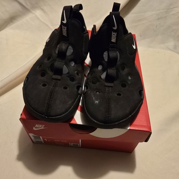 Nike Kids Black Slip-On Water Shoes with White Swoosh - Picture 3 of 4